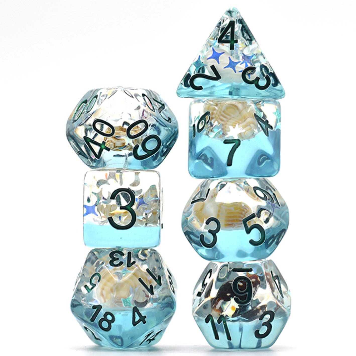 Blue Beach Conch RPG Dice Set Plastic Dice Foam Brain Games | D20 Games