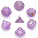 Purple with Gold Foil Dice Set Plastic Dice Foam Brain Games