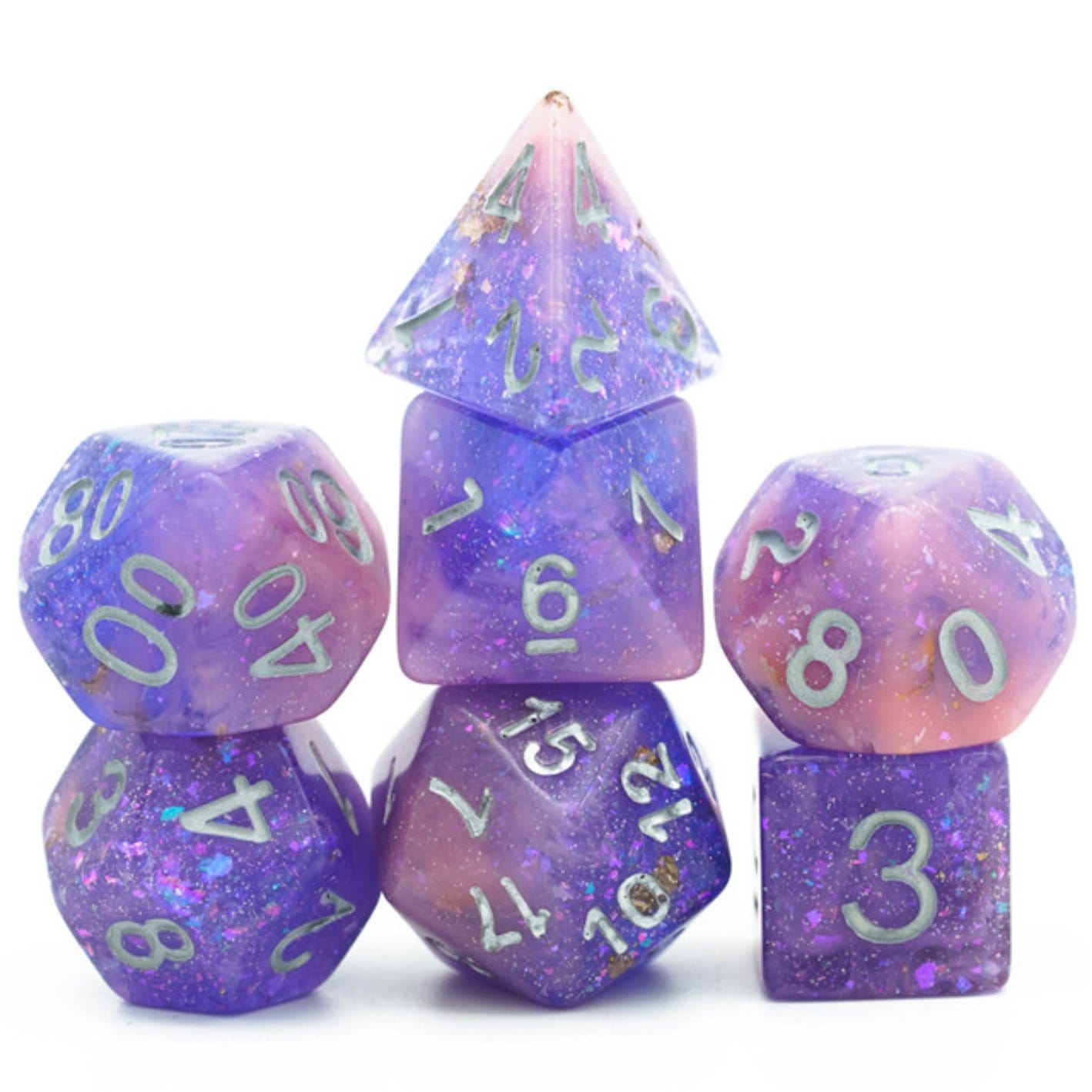 Pink & Purple Seabed Treasure Dice Set Plastic Dice Foam Brain Games | D20 Games