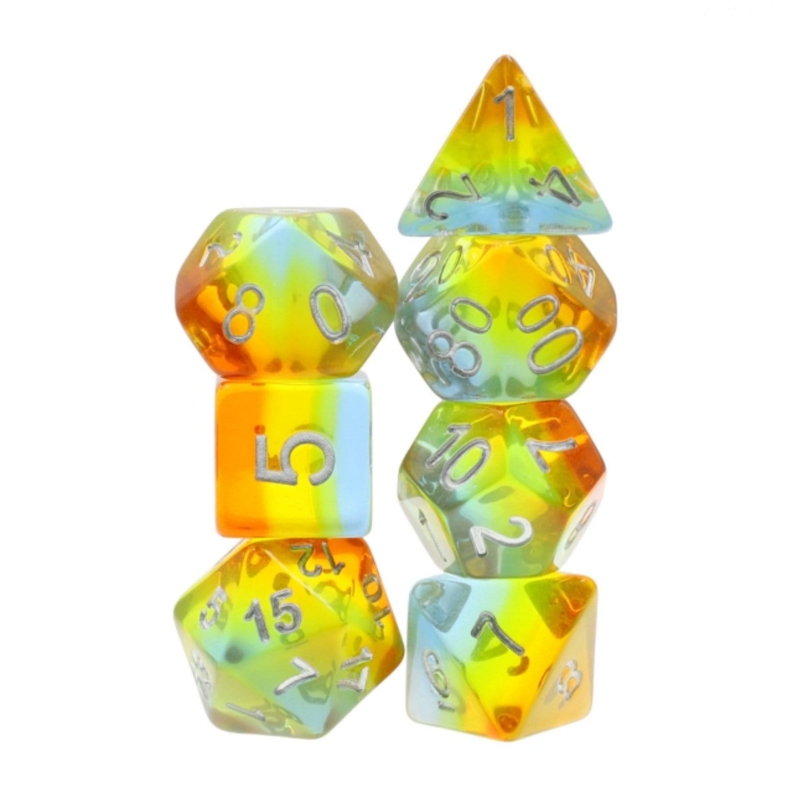 Yellow Aurora  RPG Dice Set Plastic Dice Foam Brain Games | D20 Games