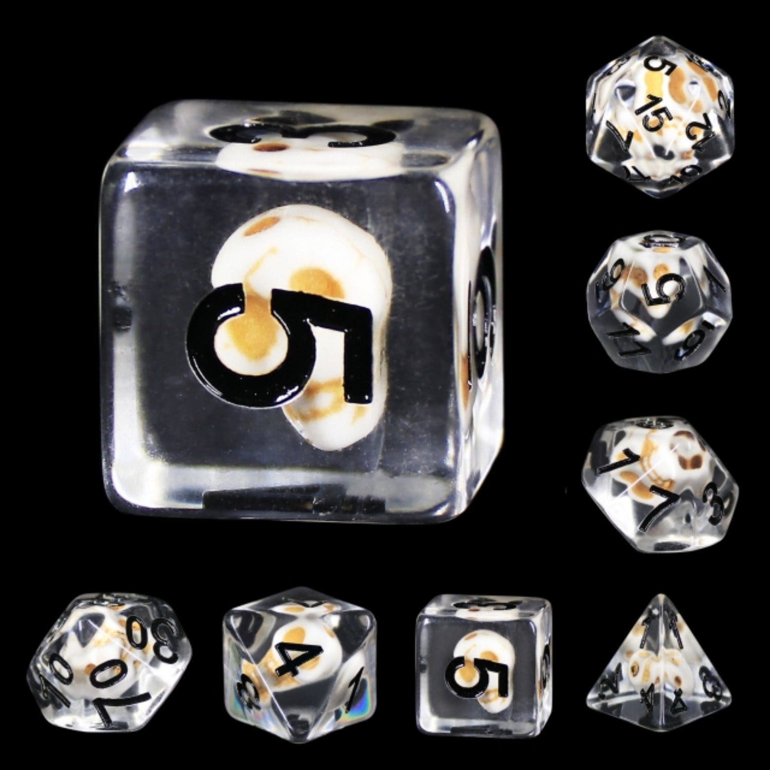 Stone Skull RPG Dice Set Plastic Dice Foam Brain Games | D20 Games