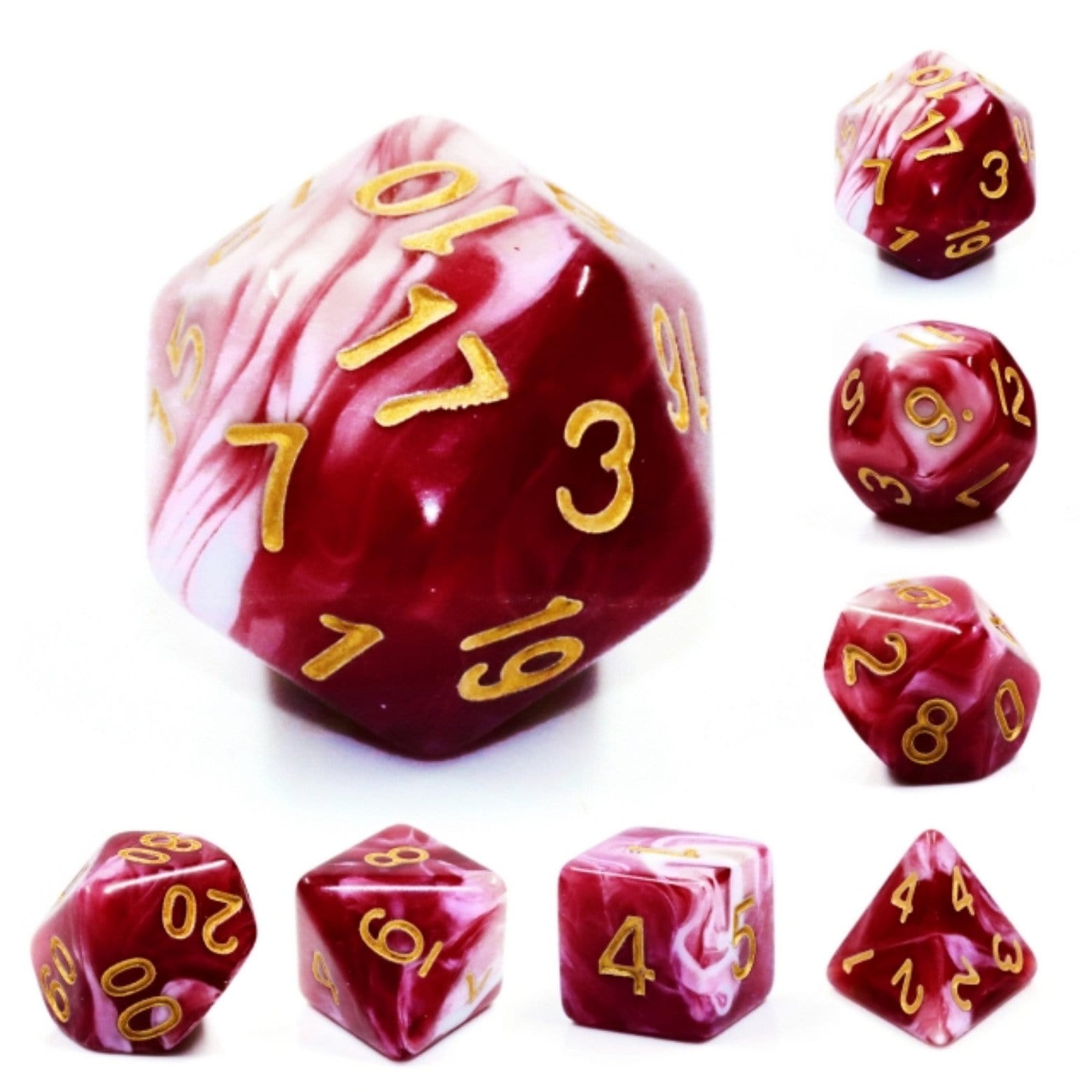 Cherry Cream RPG Dice Set Plastic Dice Foam Brain Games | D20 Games