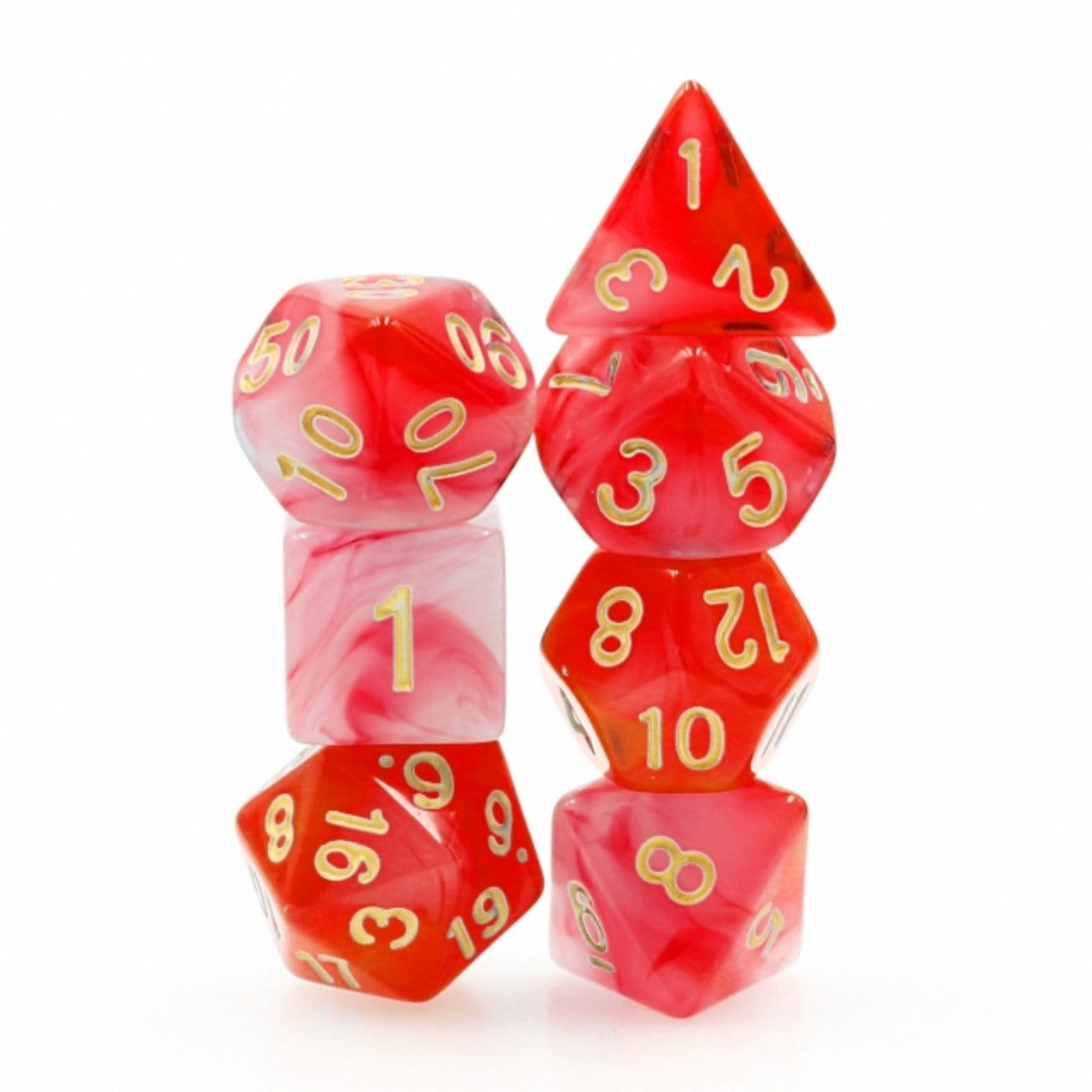 Red Milky RPG Dice Set Plastic Dice Foam Brain Games | D20 Games