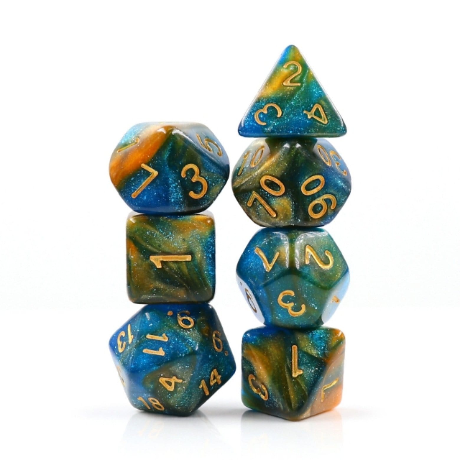 River at Dusk RPG Dice Set Plastic Dice Foam Brain Games | D20 Games