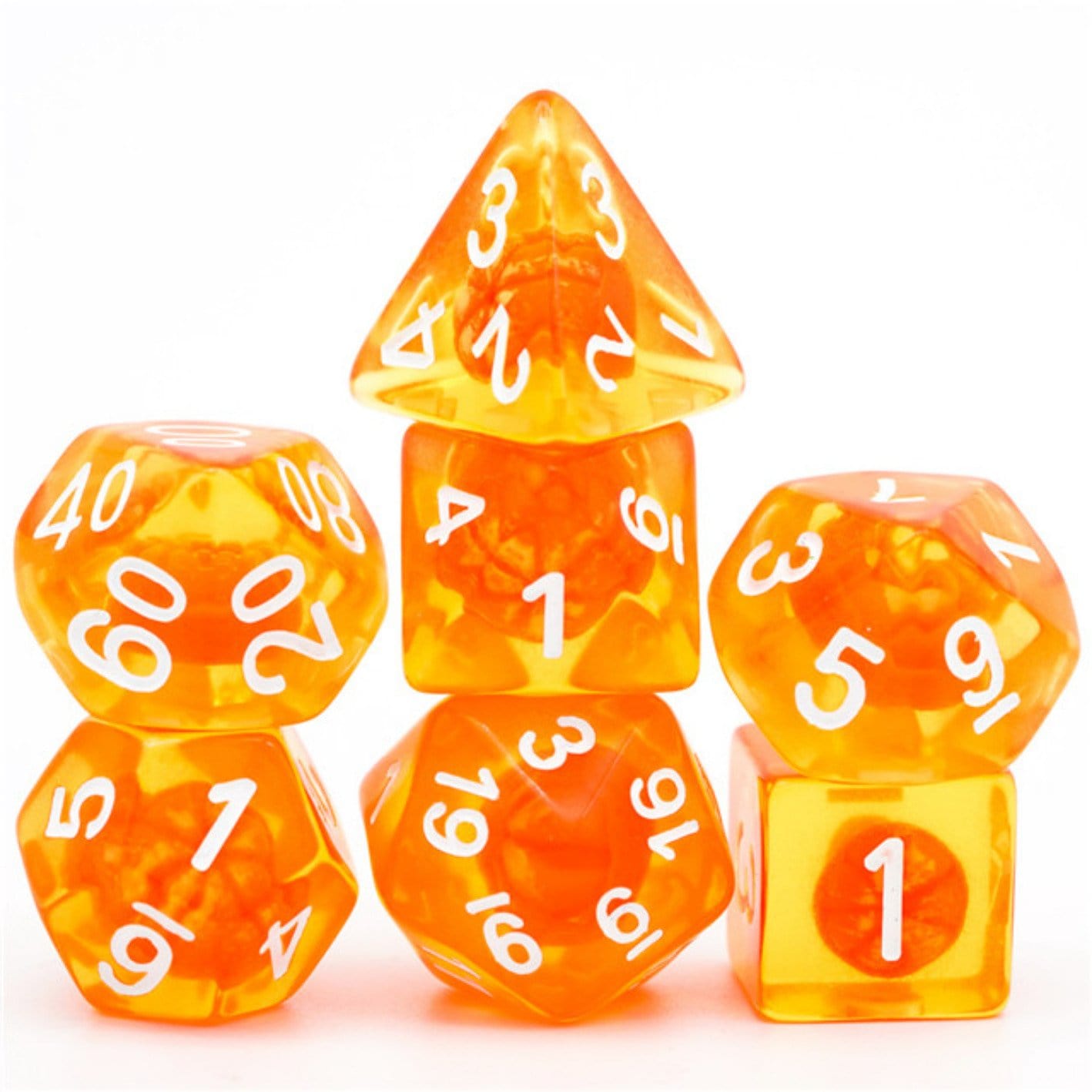 Orange Tangerine RPG Dice Set Plastic Dice Foam Brain Games | D20 Games