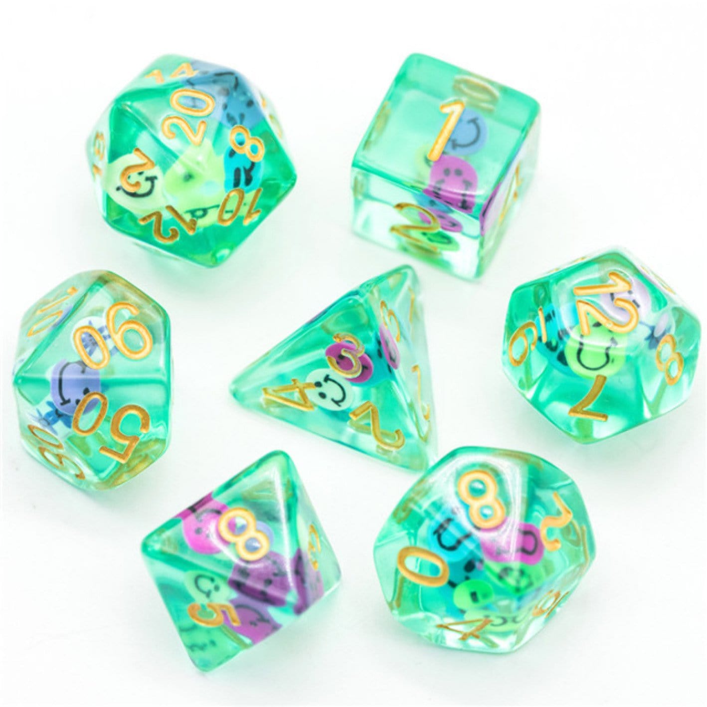 Smiley RPG Dice Set Plastic Dice Foam Brain Games | D20 Games