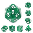 Green Pearl with Silver RPG Dice Set Plastic Dice Foam Brain Games