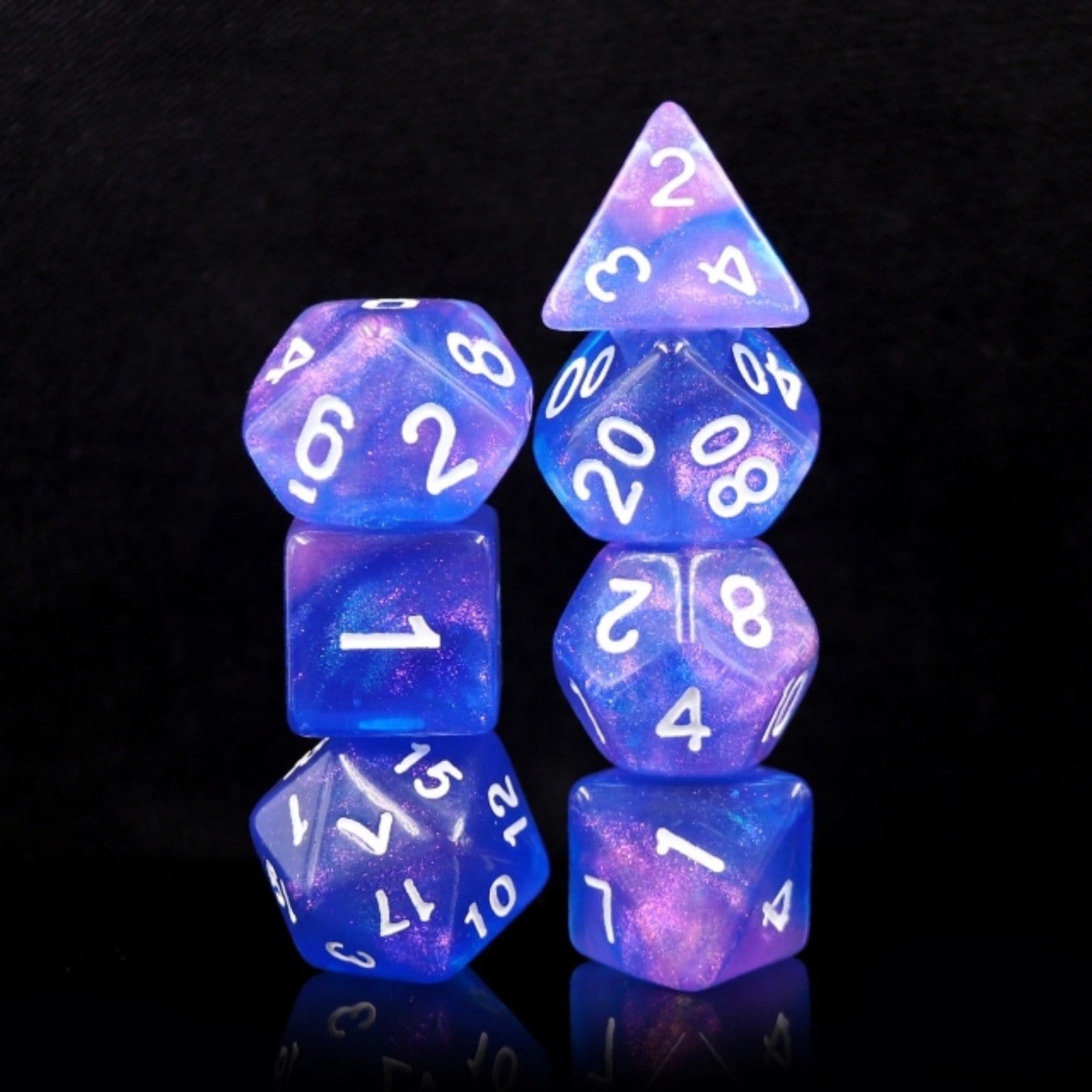 Sapphire Phantom RPG Dice Set Plastic Dice Foam Brain Games | D20 Games