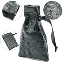 Black Leatherette Dice Bag with Skull Dice Box Foam Brain Games