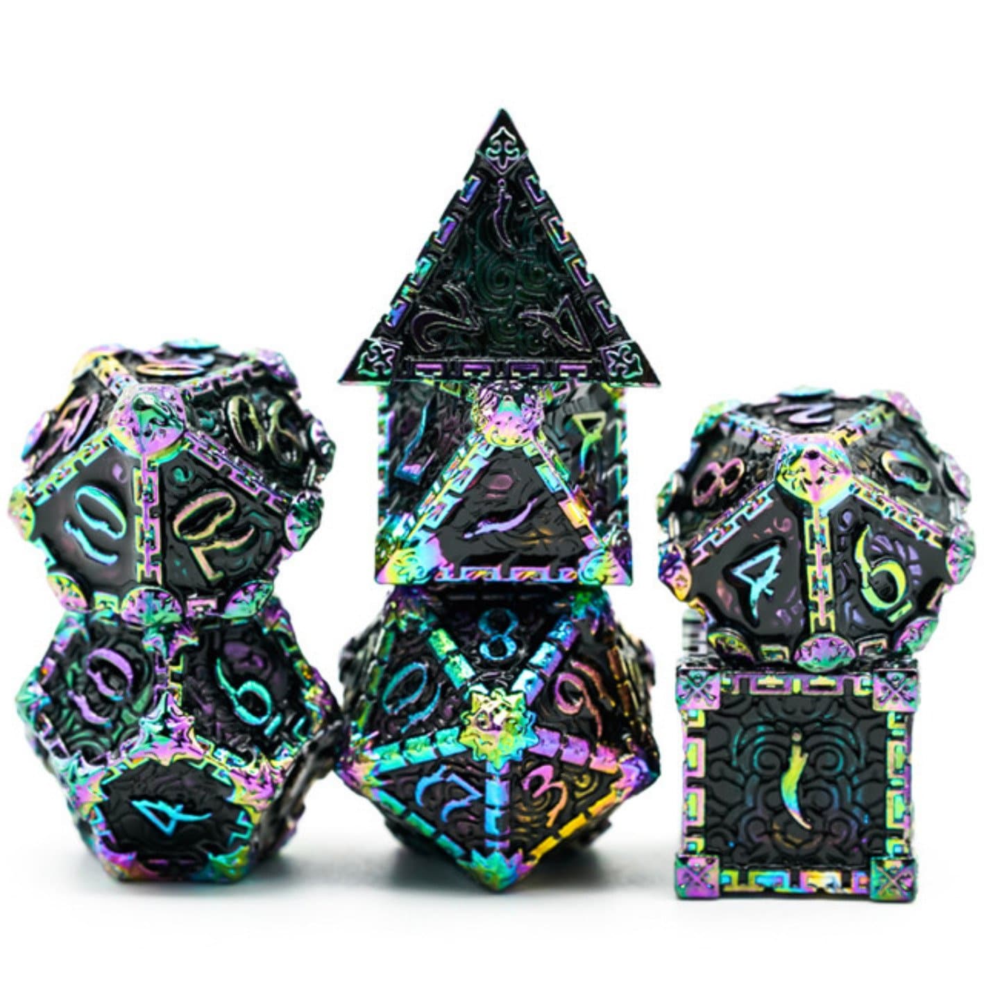 Dagger of Venom: Black Rainbow RPG Metal Dice Set Metal Dice Foam Brain Games | D20 Games