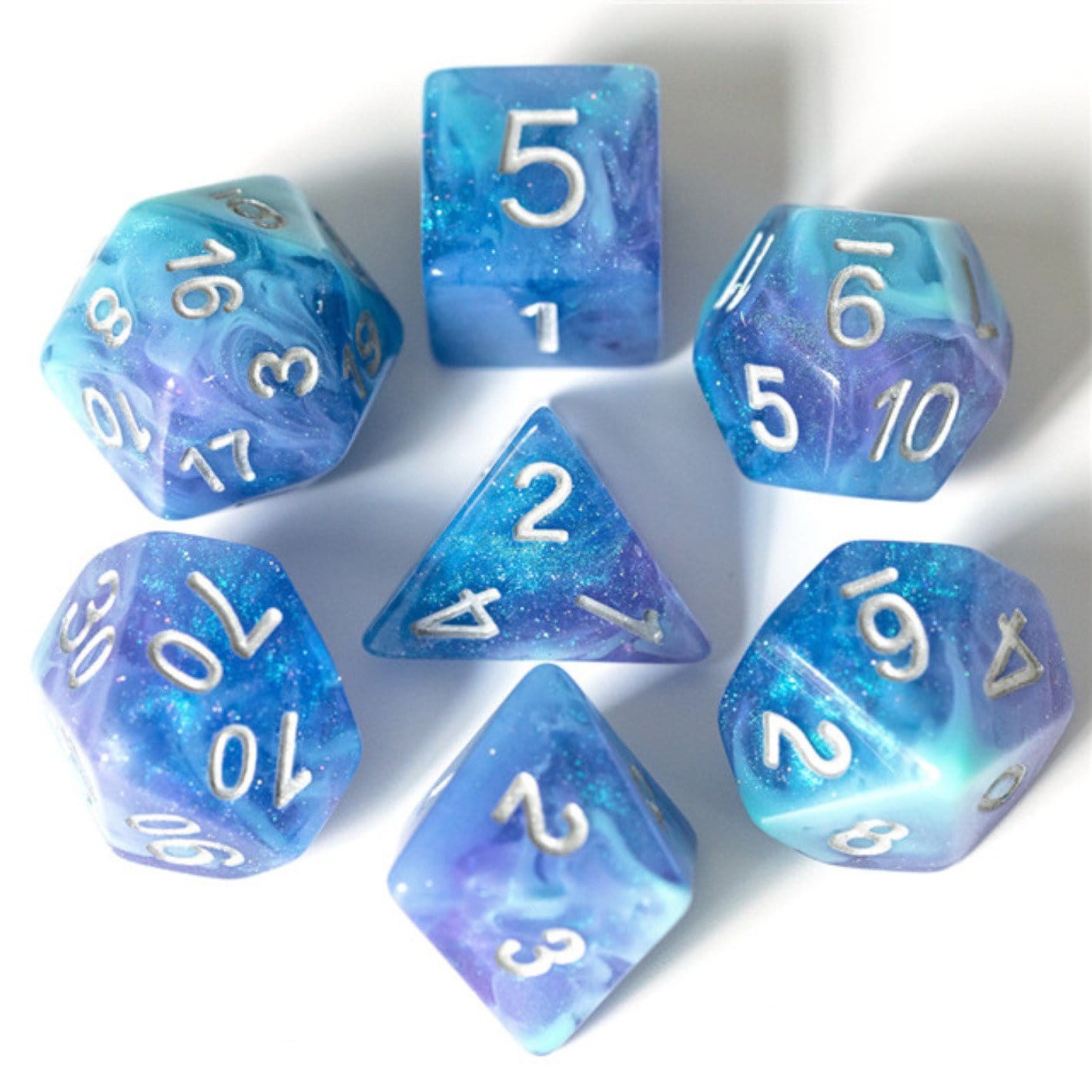 Cerulean Night RPG Dice Set Plastic Dice Foam Brain Games | D20 Games