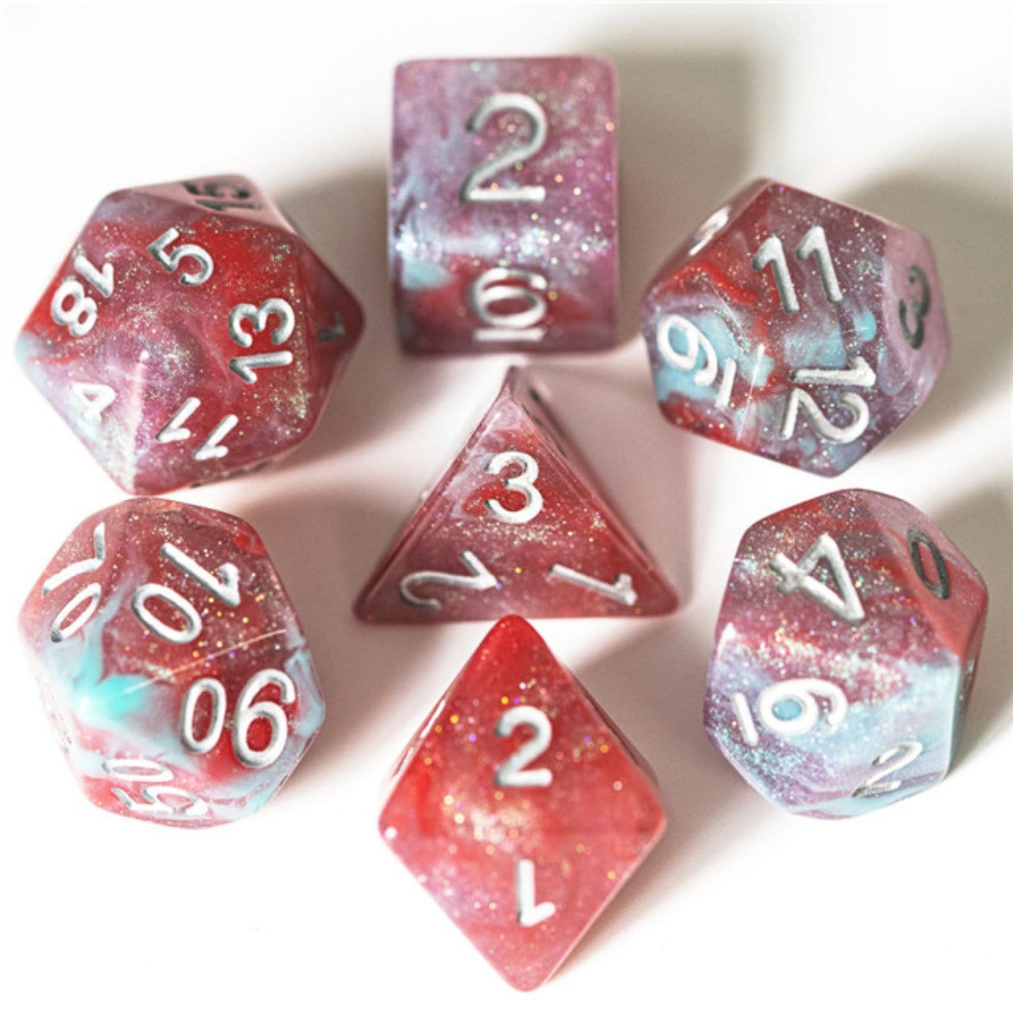 Geranium RPG Dice Set Plastic Dice Foam Brain Games | D20 Games