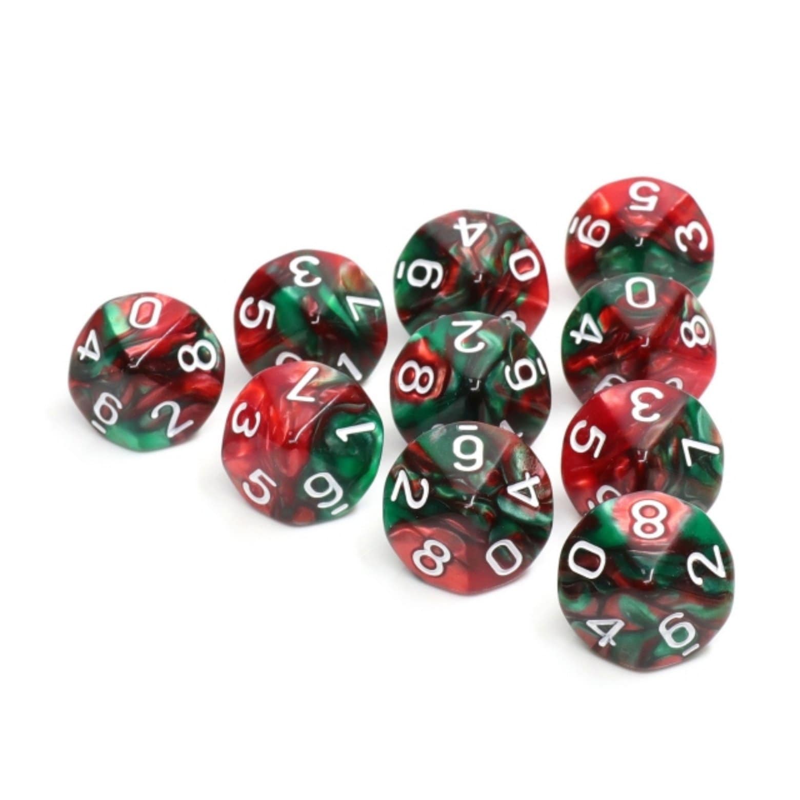 Burning Bush - 10 piece D10's Plastic Dice Foam Brain Games | D20 Games