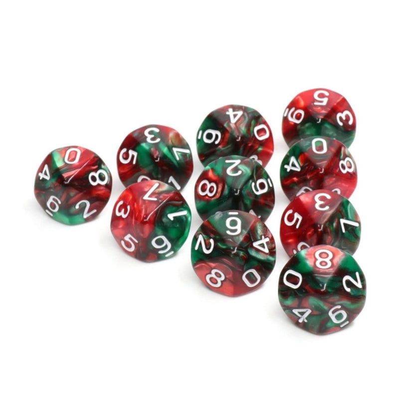 Burning Bush - 10 piece D10's Plastic Dice Foam Brain Games