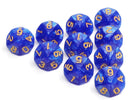 Blue Pearl - 10 piece D10's Plastic Dice Foam Brain Games
