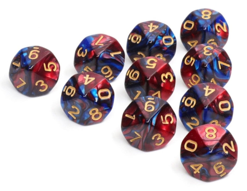 Blue Blood - 10 piece D10's Plastic Dice Foam Brain Games