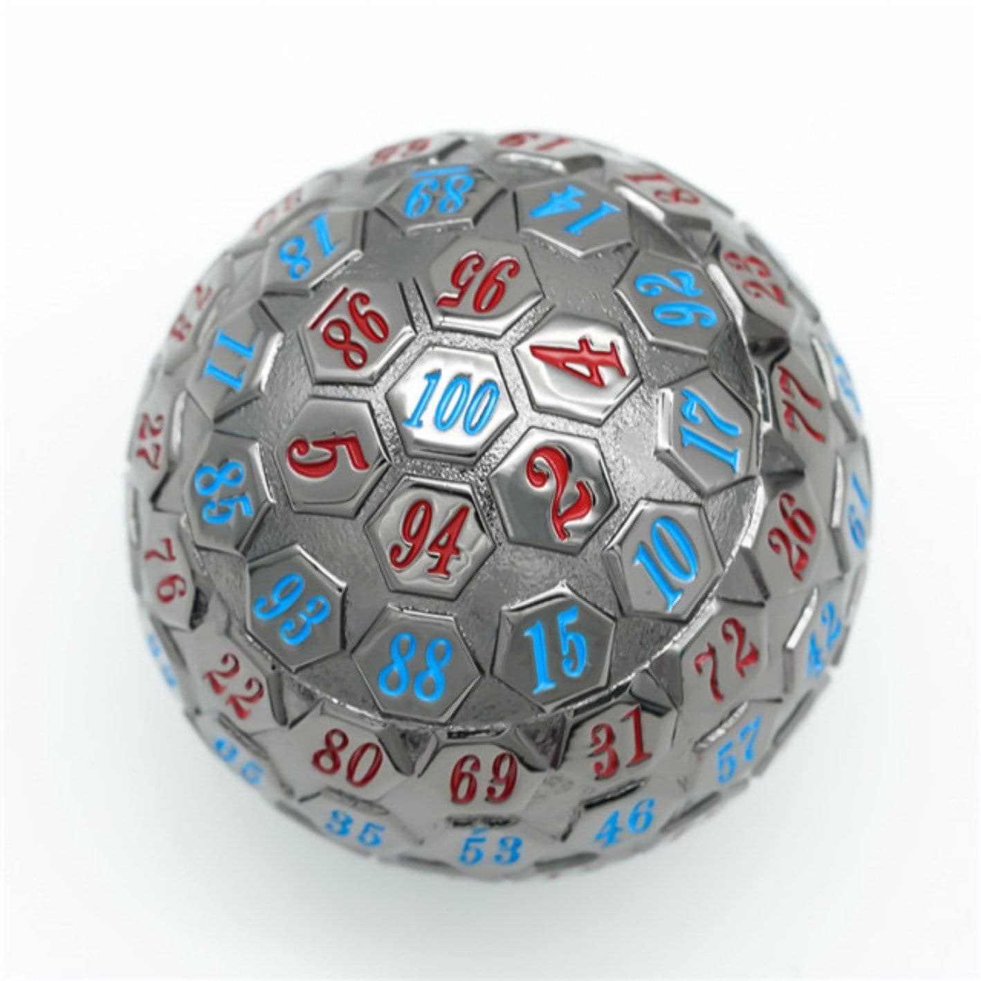 45mm Metal D100 - Black Metal w/ Red & Blue Metal Dice Foam Brain Games | D20 Games