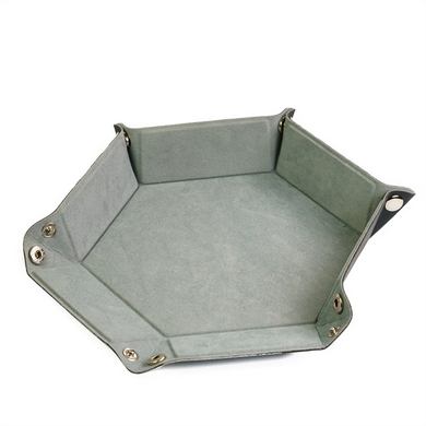 Leatherette & Velvet Dice Tray (Silver Hex) Dice Tray Foam Brain Games | D20 Games