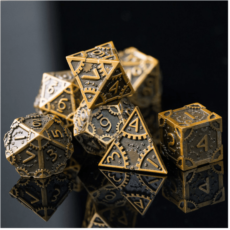 Steam Punk Antique Gold Dice Set