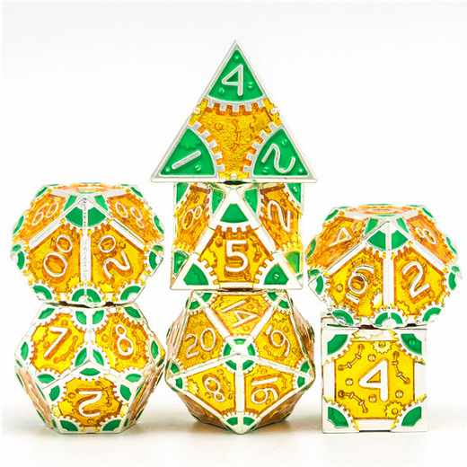 SteamPunk Pineapples RPG Metal Dice Set Metal Dice Foam Brain Games | D20 Games