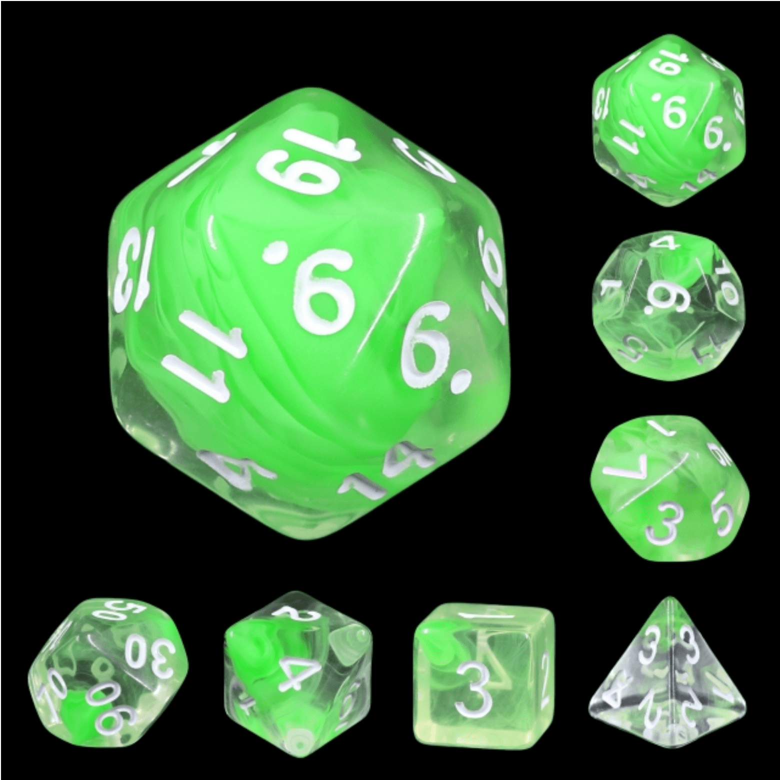 Summer Limes RPG Dice Set Plastic Dice Foam Brain Games | D20 Games