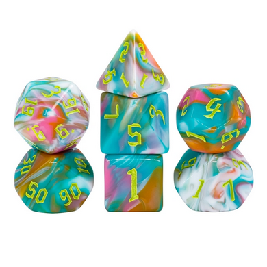 Teal Sunrise RPG Dice Set Plastic Dice Foam Brain Games | D20 Games