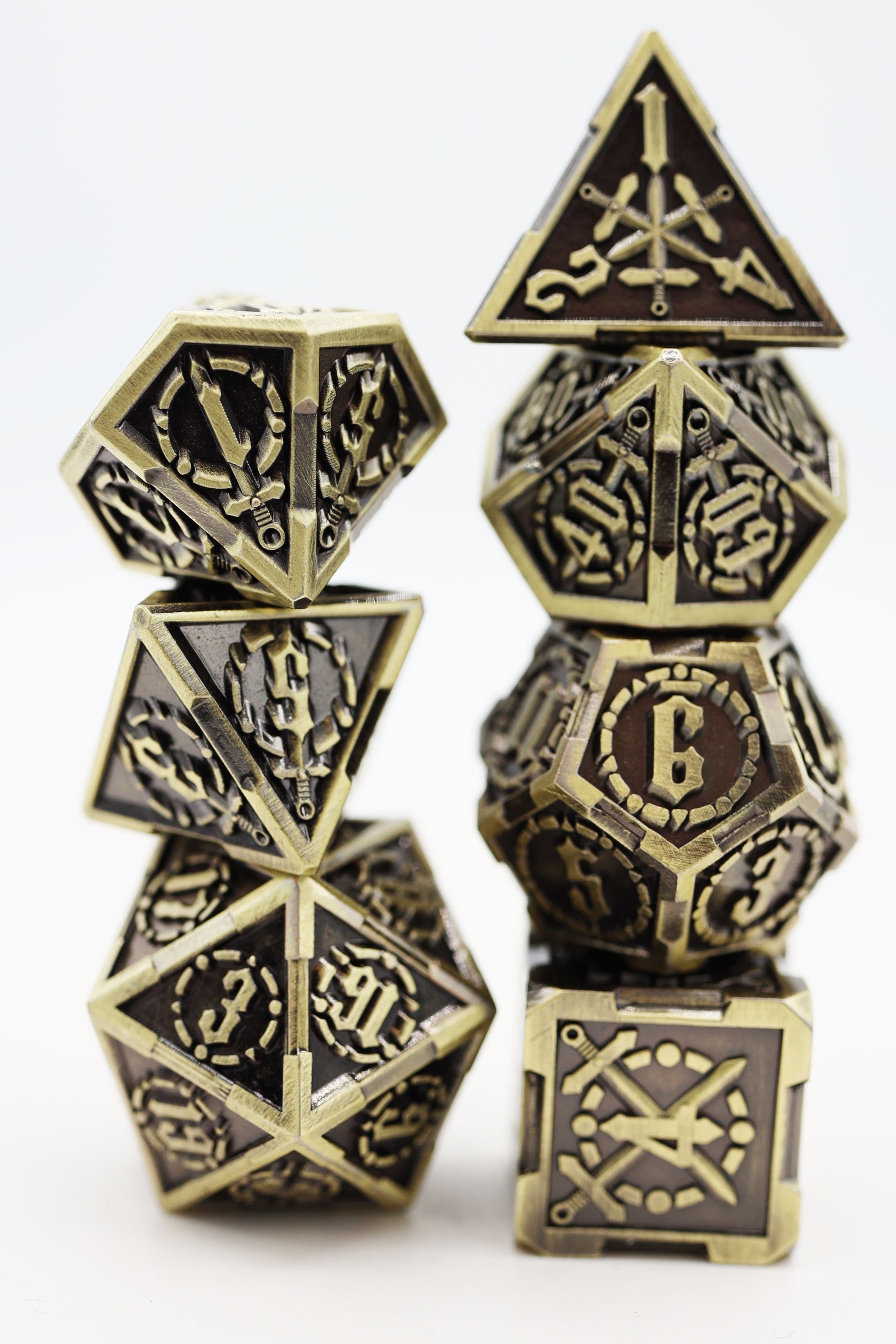 Timeworn Sword RPG Metal Dice Set Metal Dice Foam Brain Games | D20 Games