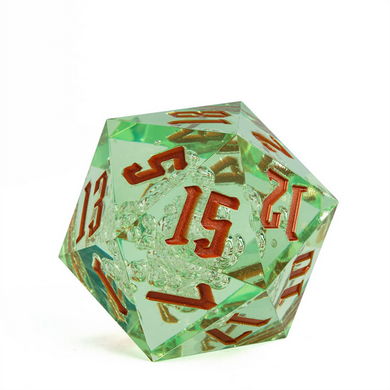 55mm Titan D20 - Sharp Edge Green Bubbles Plastic Dice Foam Brain Games