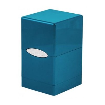 Ice Blue Satin Tower Deck Box | D20 Games