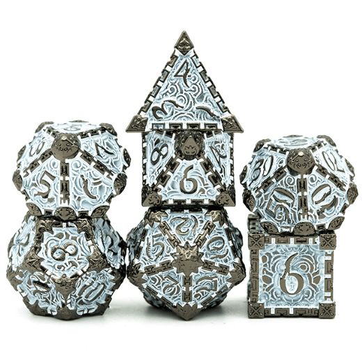 Dagger of Venom: White on Black RPG Metal Dice Set Metal Dice Foam Brain Games | D20 Games
