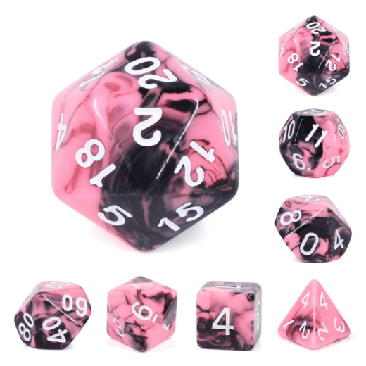 Watermelon Cream RPG Dice Set Plastic Dice Foam Brain Games | D20 Games