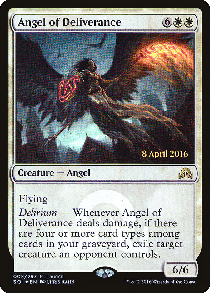 Angel of Deliverance (Prerelease) [Shadows over Innistrad Promos] | D20 Games