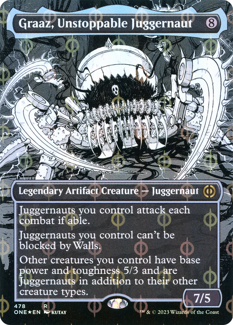 Graaz, Unstoppable Juggernaut (Borderless Manga Step-and-Compleat Foil) [Phyrexia: All Will Be One] | D20 Games