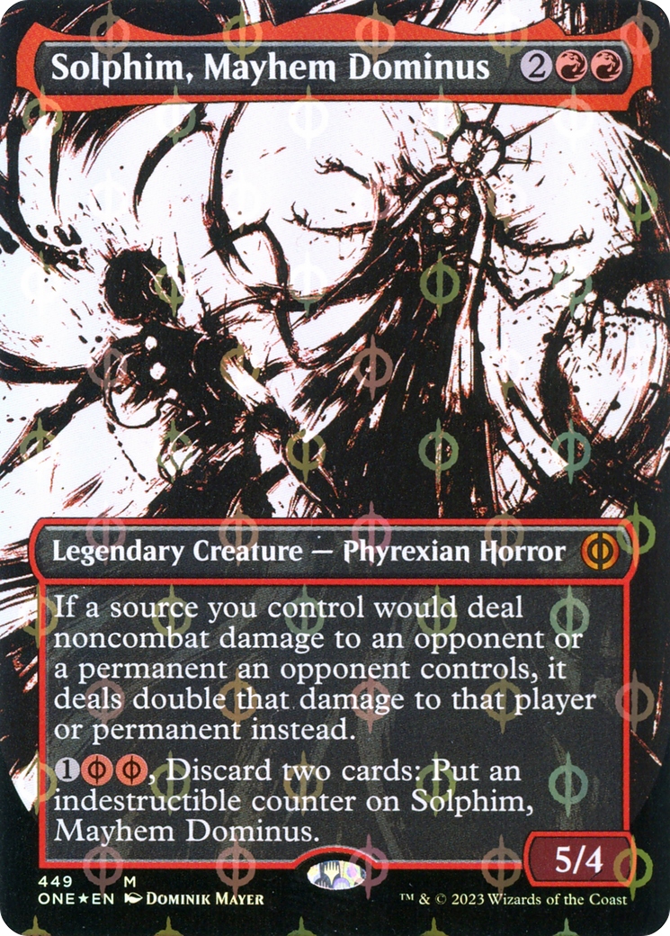 Solphim, Mayhem Dominus (Borderless Ichor Step-and-Compleat Foil) [Phyrexia: All Will Be One] | D20 Games