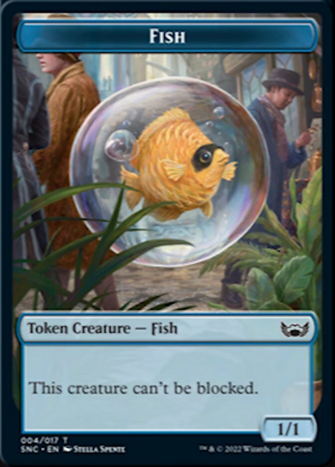 Fish // Rhino Warrior Double-sided Token [Streets of New Capenna Tokens] | D20 Games