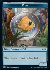 Fish // Rhino Warrior Double-sided Token [Streets of New Capenna Tokens] | D20 Games