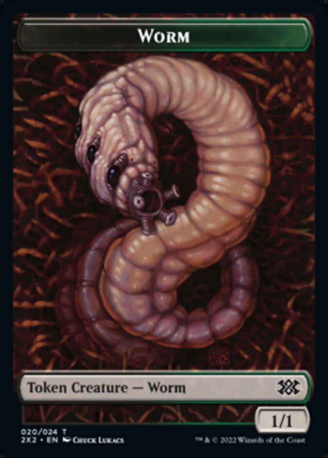 Worm // Aven Initiate Double-sided Token [Double Masters 2022 Tokens] | D20 Games