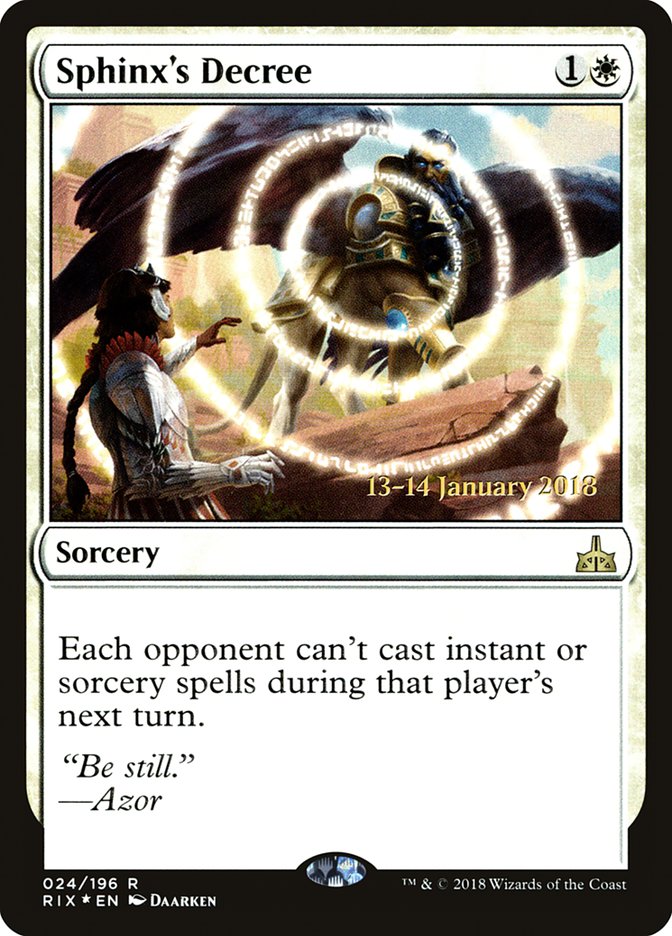 Sphinx's Decree [Rivals of Ixalan Prerelease Promos] | D20 Games