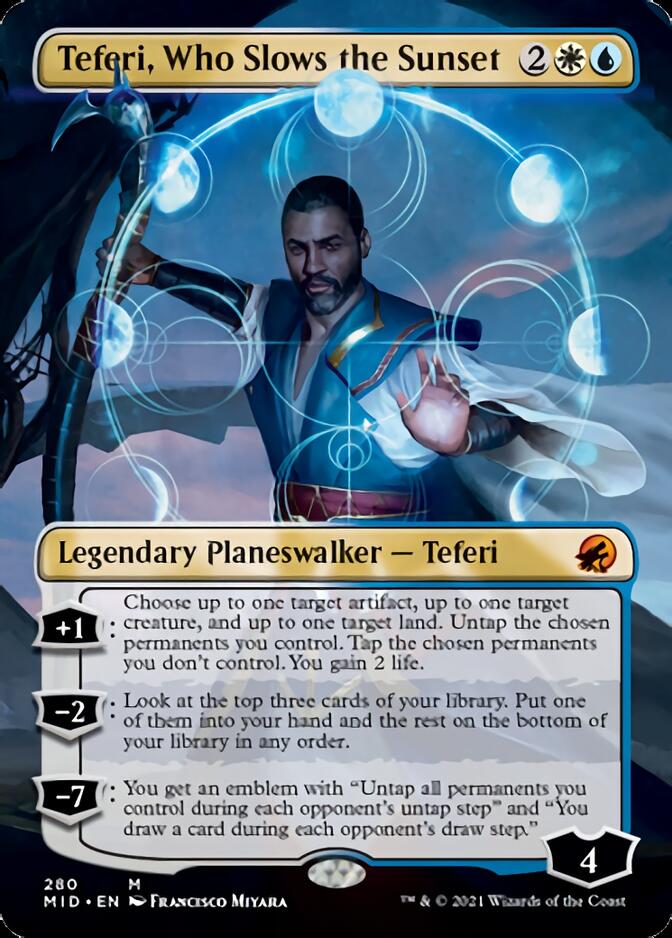 Teferi, Who Slows the Sunset (Borderless) [Innistrad: Midnight Hunt] | D20 Games