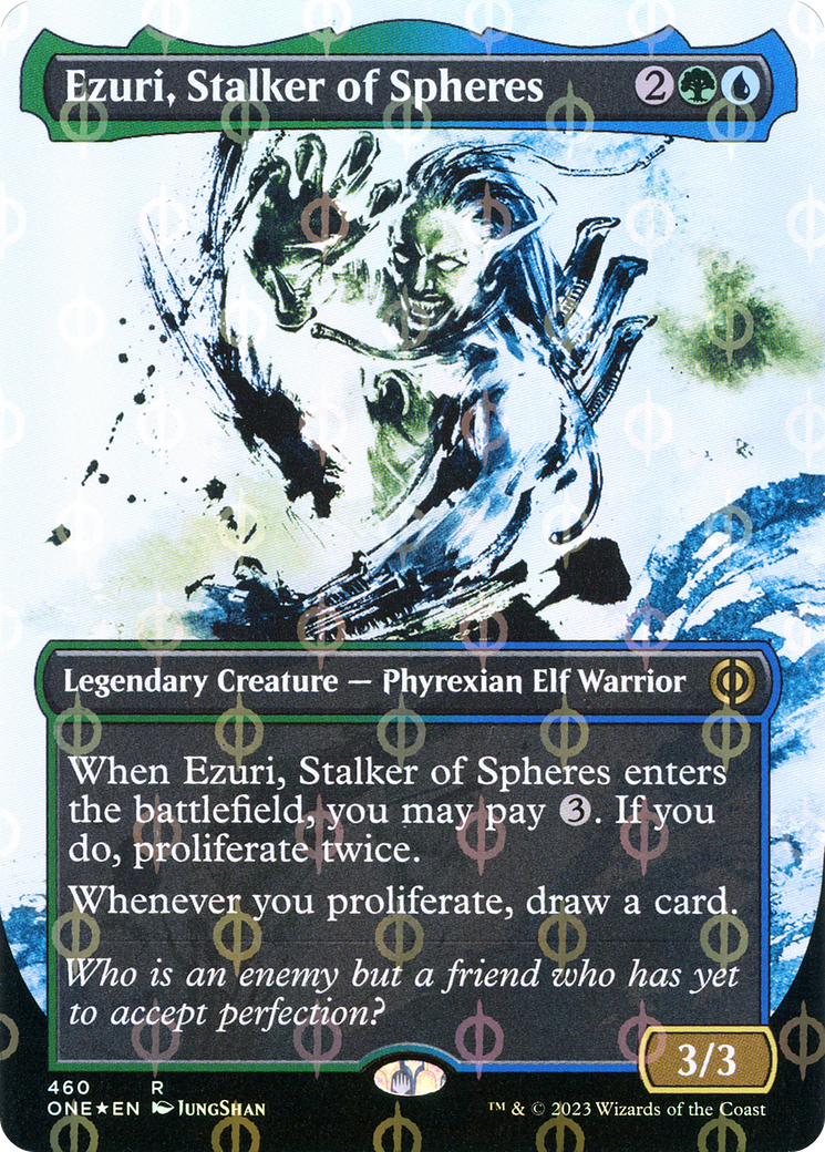 Ezuri, Stalker of Spheres (Borderless Ichor Step-and-Compleat Foil) [Phyrexia: All Will Be One] | D20 Games