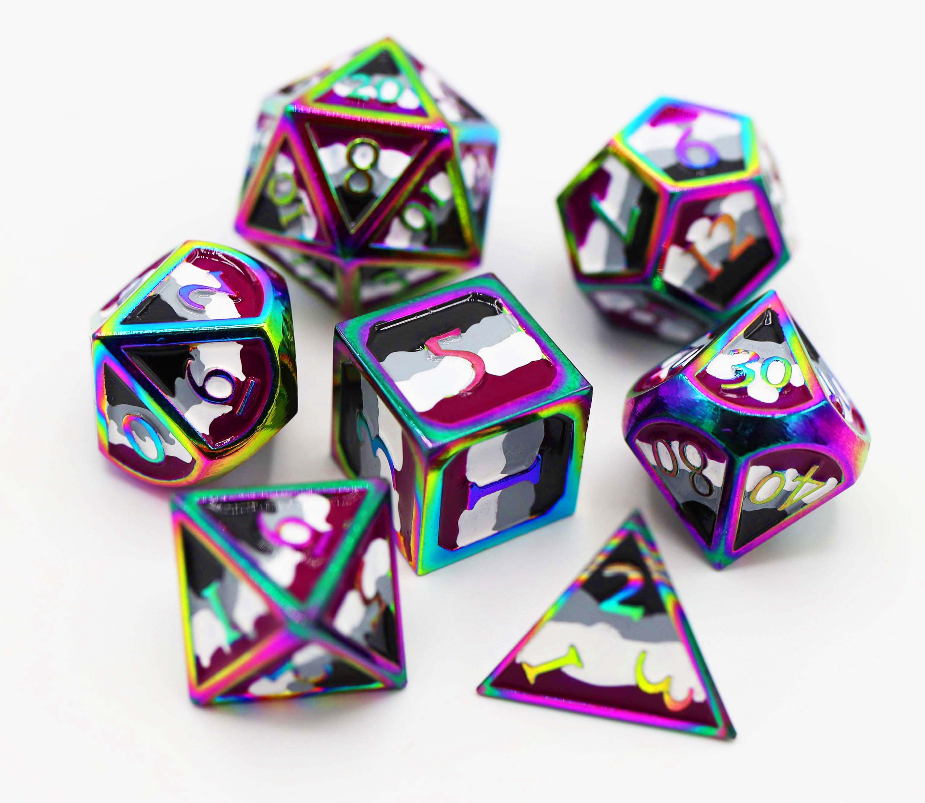 Asexual Pride Flag - RPG Metal Dice Set Metal Dice Foam Brain Games | D20 Games