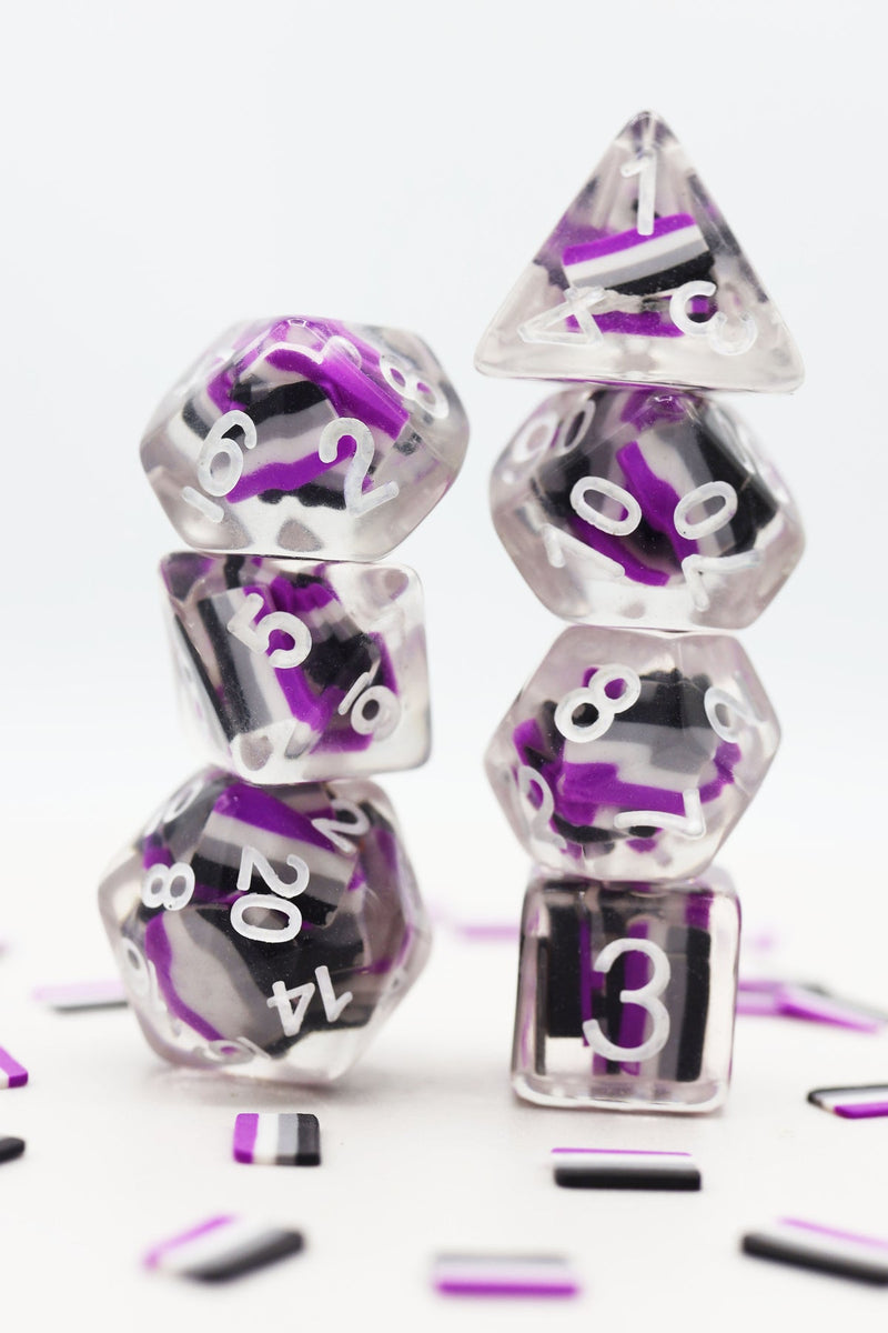 Resin Asexual Flag RPG Dice Set
