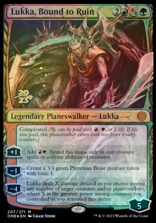 Lukka, Bound to Ruin [Phyrexia: All Will Be One Prerelease Promos] | D20 Games