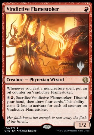 Vindictive Flamestoker (Promo Pack) [Phyrexia: All Will Be One Promos] | D20 Games