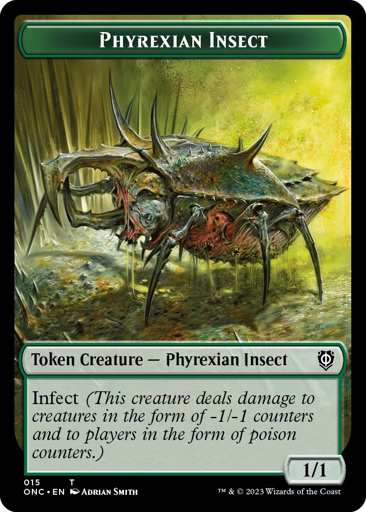 Phyrexian Wurm // Phyrexian Insect Double-Sided Token [Phyrexia: All Will Be One Commander Tokens] | D20 Games