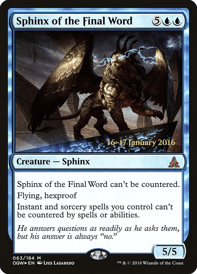 Sphinx of the Final Word [Oath of the Gatewatch Prerelease Promos] | D20 Games
