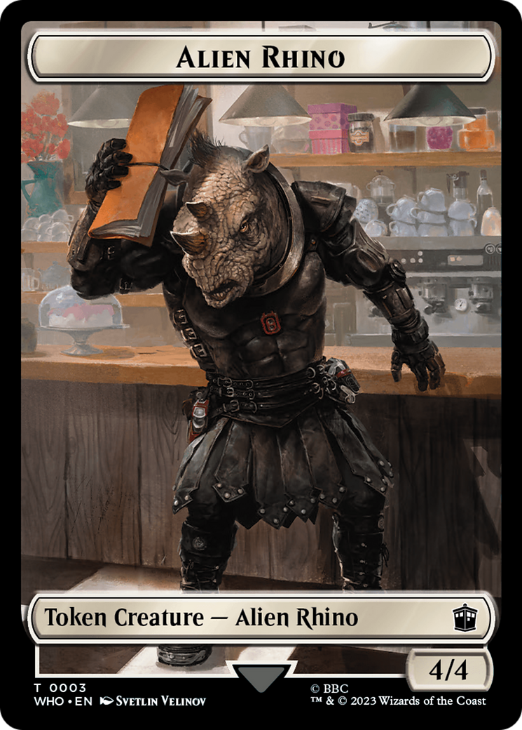 Alien Rhino // Mutant Double-Sided Token [Doctor Who Tokens] | D20 Games