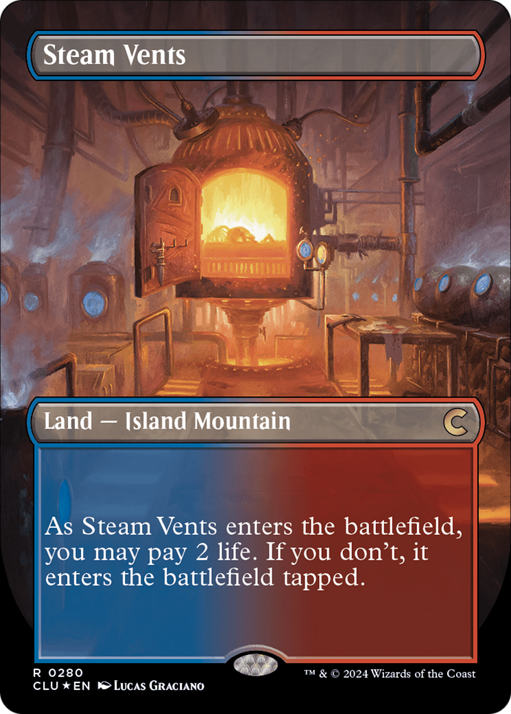 Steam Vents (Borderless) [Ravnica: Clue Edition] | D20 Games