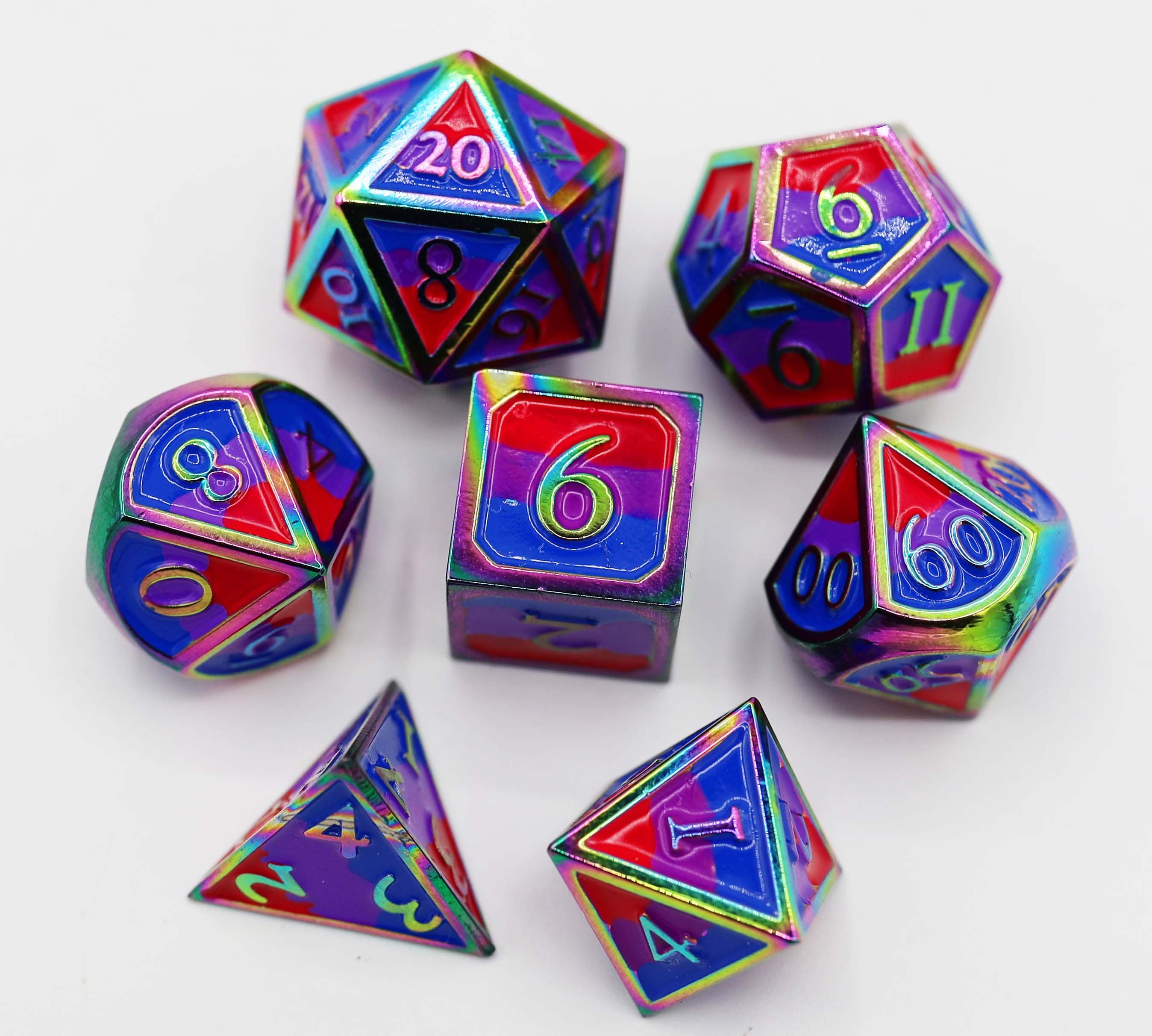 Bisexual Pride Flag - RPG Metal Dice Set Metal Dice Foam Brain Games | D20 Games