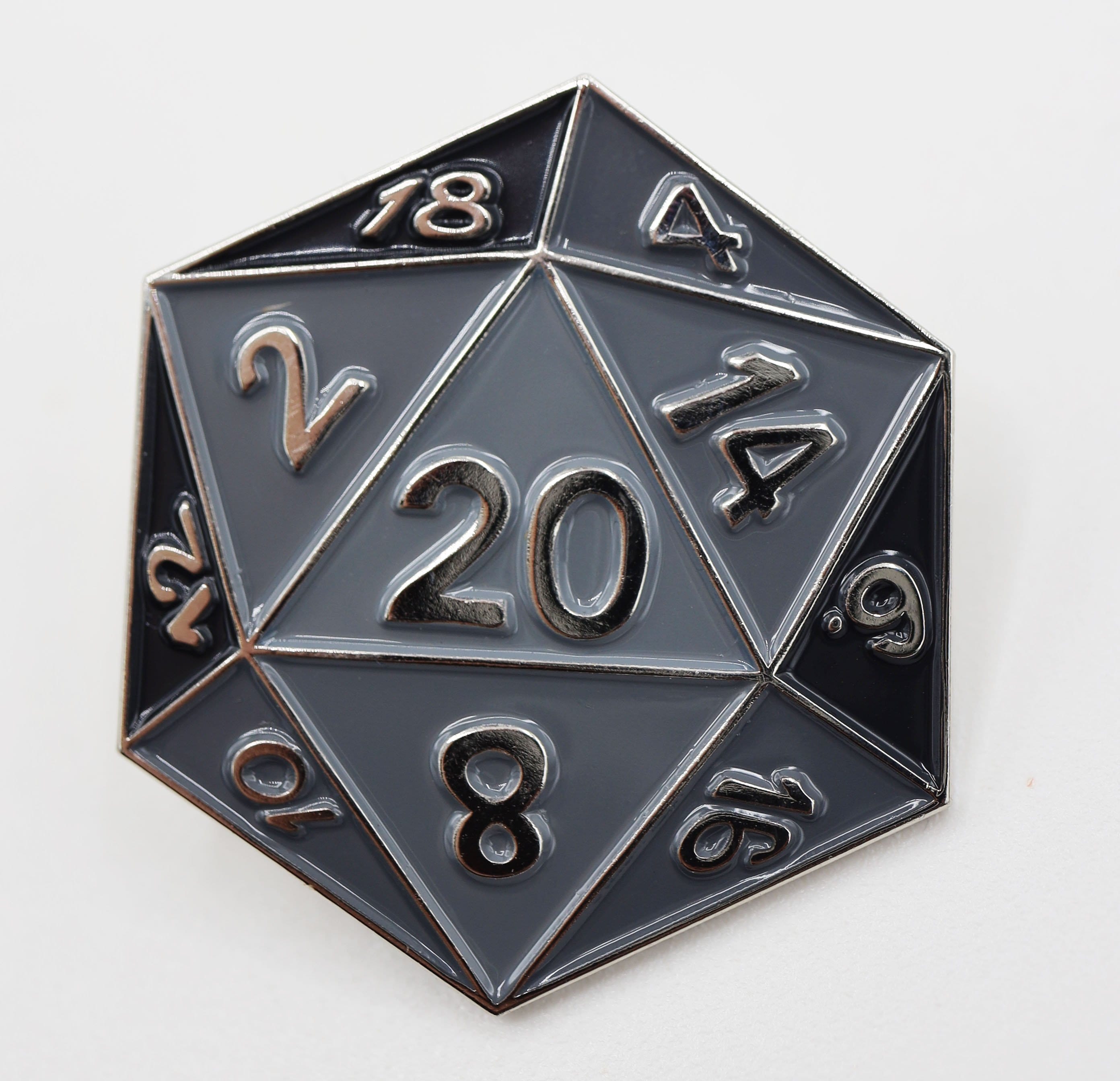 Black D20 Enamel Pin Enamel Pin Foam Brain Games | D20 Games
